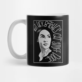 AOC bitches get stuff done_B&W Mug